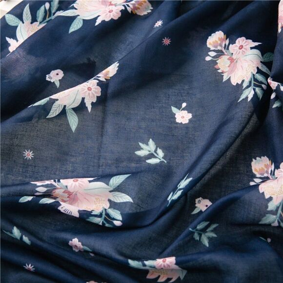 2/$30 Ladies Navy Blue Floral Scarf - Picture 3 of 7